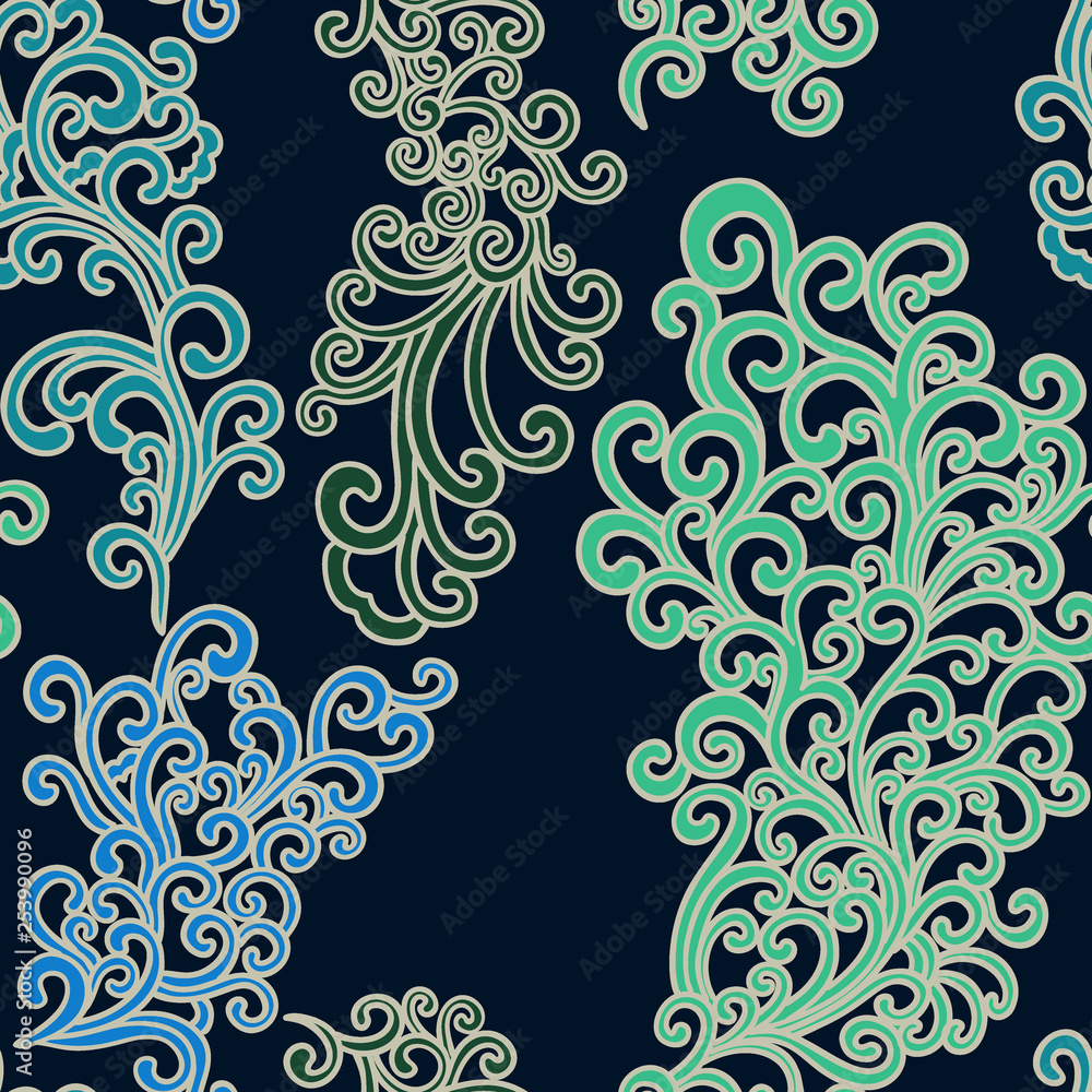 Doodle pattern. Vector illustration hand drawn. Thin line drawing. Swirls seamless background pattern , oriental style. Vector Doodle pattern. Vector illustration hand drawn. Thin line drawing. Swirls seamless background pattern , oriental style. Vector