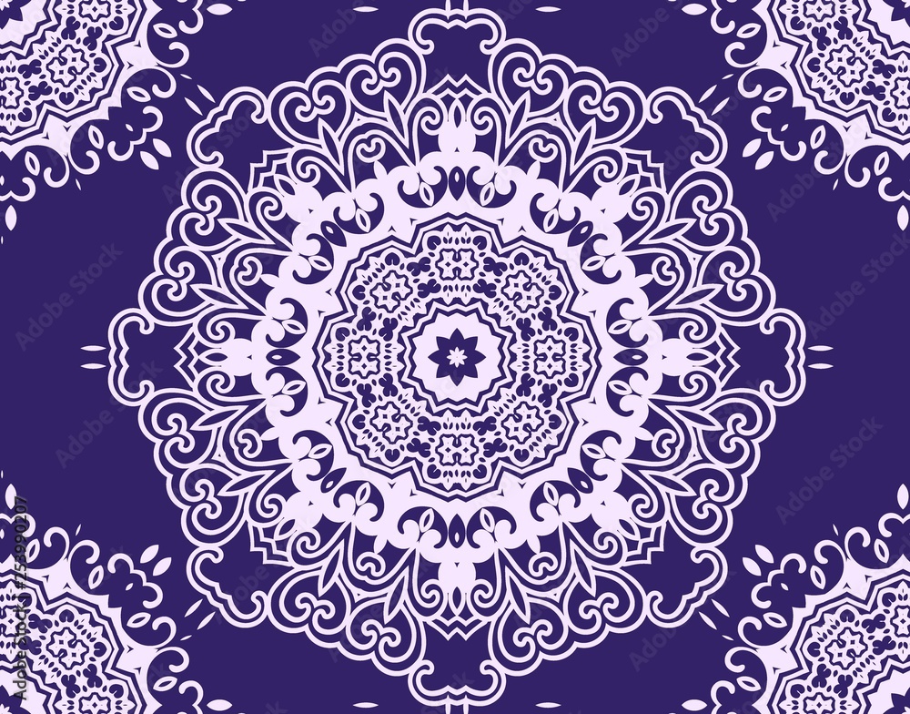 Mandala pattern. Seamless background pattern in oriental style. Vector. Textile design, fabric swatch ,wrapping paper, surface.