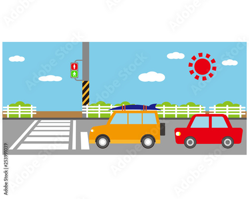 車　自動車　運転 信号　信号機