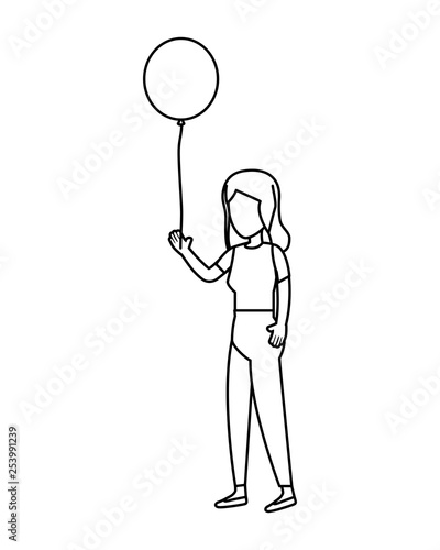 woman with balloons helium floating © Gstudio