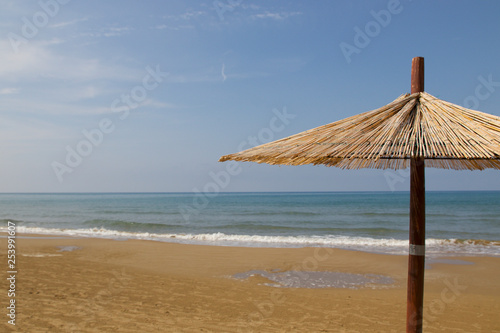 parasol on the beach in puglia italy