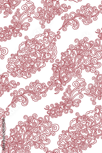 Abstract seamless background pattern with swirls. Vector illustration hand drawn. Fabric swatch, wrapping paper.