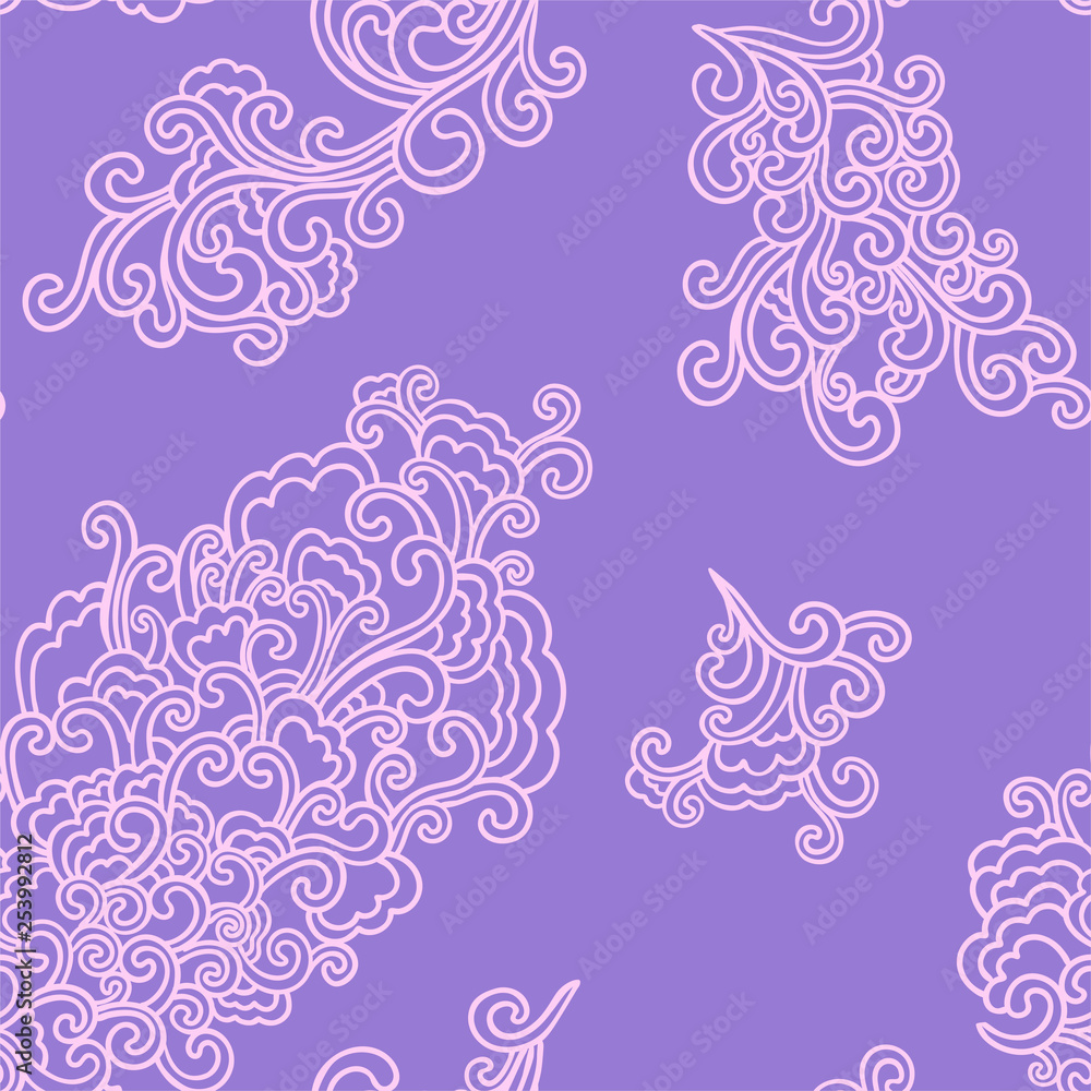 Doodle pattern. Vector illustration hand drawn. Thin line drawing. Swirls seamless background pattern , oriental style. Vector