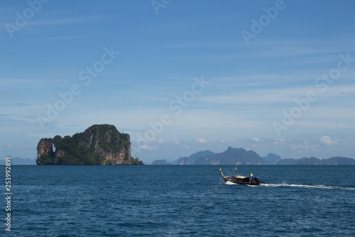 Long tail on its way to an island in Phuket, Thailand
