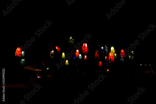 Bright coloured lights at night