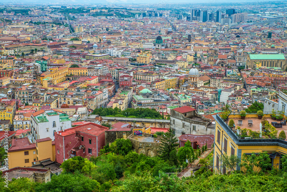 Naples, Italy - August 16, 2015 : A view over the rooftops of Naples.