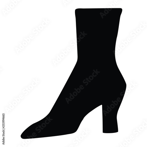 A black and white vector silhouette of a high heel shoe