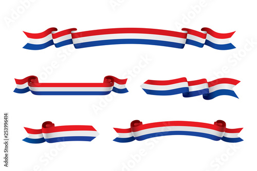 Netherlands flag ribbon isolated on white background. Vector illustration
