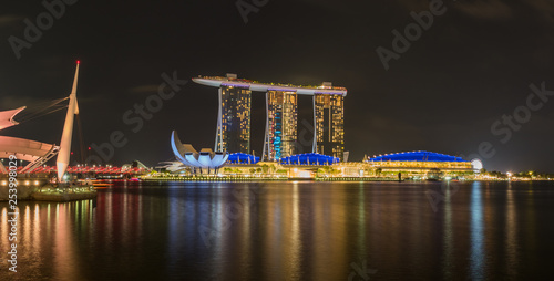  Marina Bay Sands at night the largest hotel in Asia.