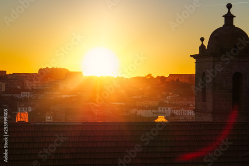 Obraz na płótnie Amazing sunset scenery in Porto, Portugal w salonie