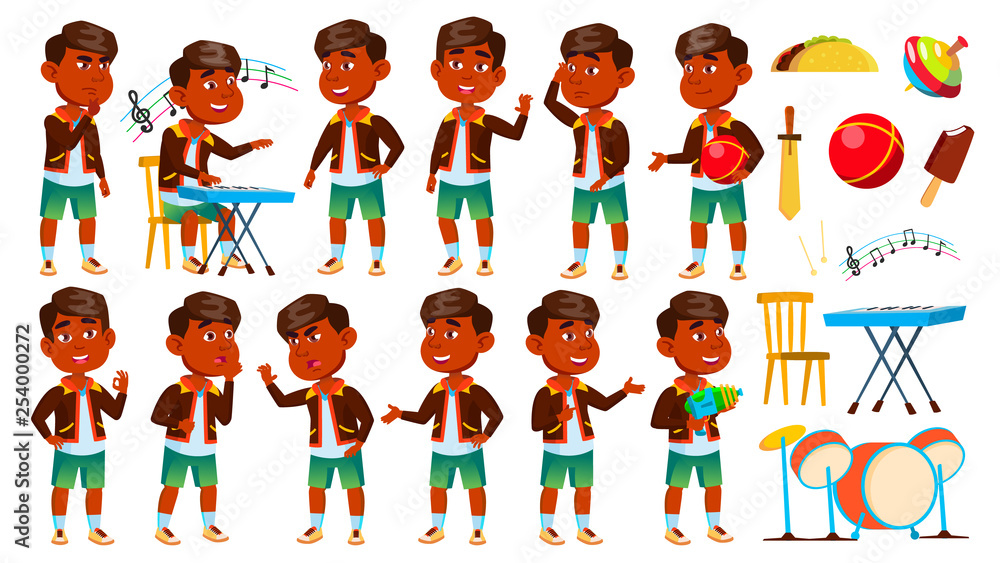 Indian Boy Kindergarten Kid Poses Set Vector. Preschool. Young Person. Cheerful. For Web, Brochure, Poster Design. Isolated Cartoon Illustration Indian Boy Kindergarten Kid Poses Set Vector. Preschool. Young Person. Cheerful. For Web, Brochure, Poster Design. Isolated Cartoon Illustration