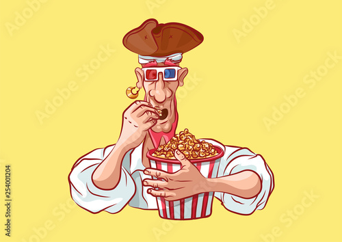 emoji sticker seaman captain eating popcorn