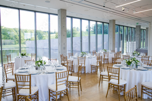 wedding tables set for fine dining