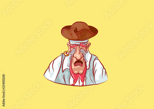 emoji sticker seaman captain sailor mascot crying