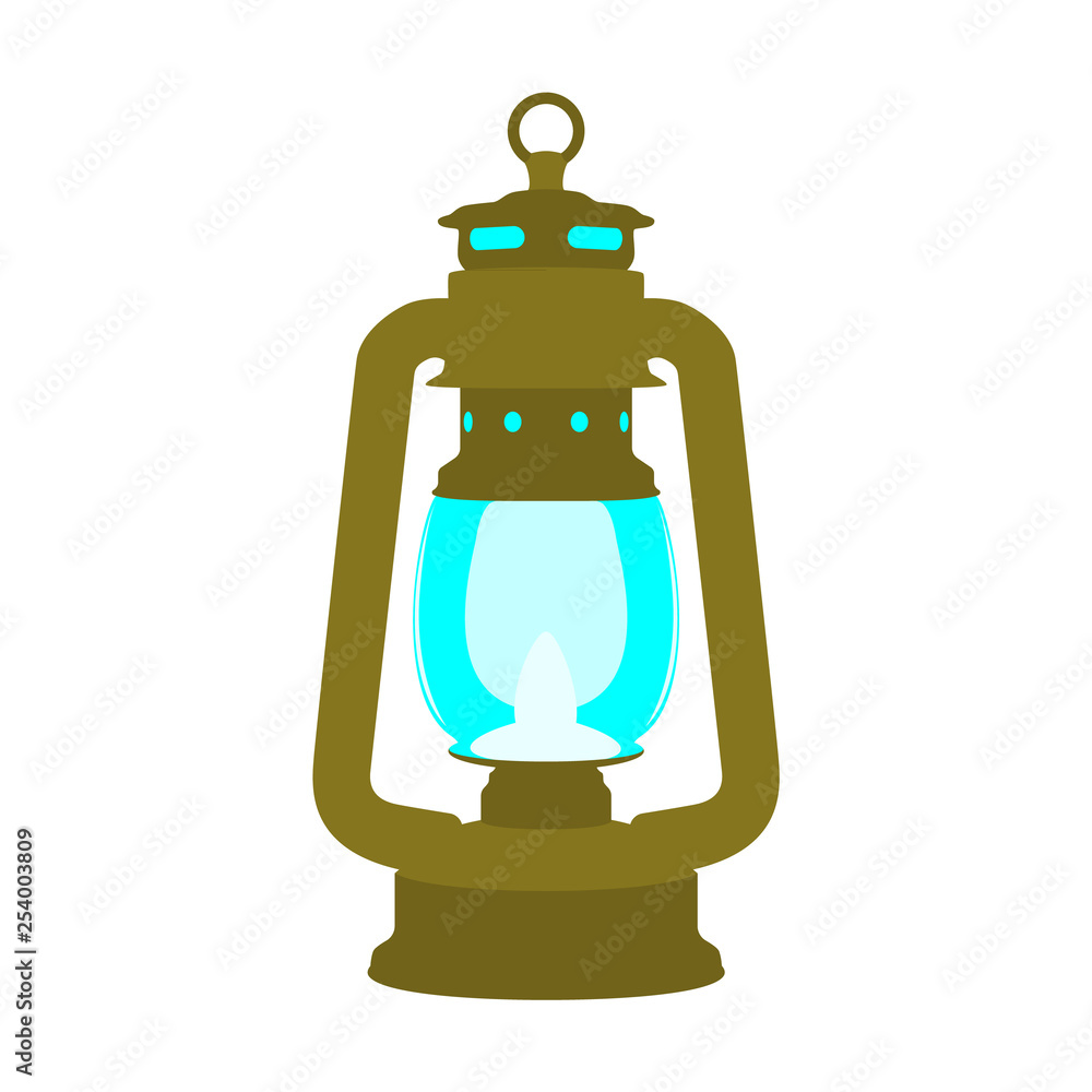 Antique retro brass old kerosene lamp. Vector illustration Antique retro brass old kerosene lamp. Vector illustration