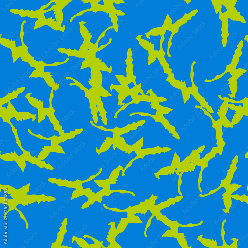 Urban UFO camouflage of various shades of blue and green colors Urban UFO camouflage of various shades of blue and green colors