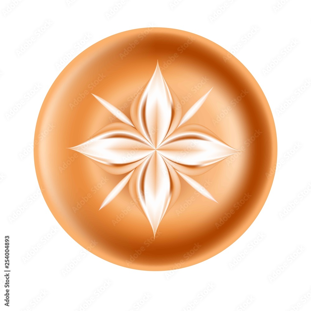 Coffee foam flower drawing bud with petals hot energetic drink Coffee foam flower drawing bud with petals hot energetic drink