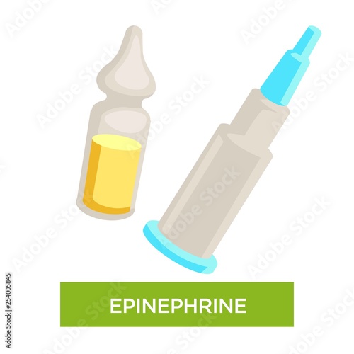 Epinephrine injector allergy medical liquid anaphylactic reaction