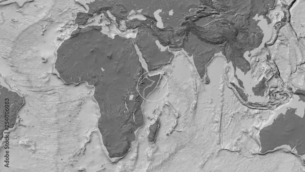 Somalia area presented against the global bilevel map in the Kavrayskiy VII projection with animated oblique transformation Somalia area presented against the global bilevel map in the Kavrayskiy VII projection with animated oblique transformation