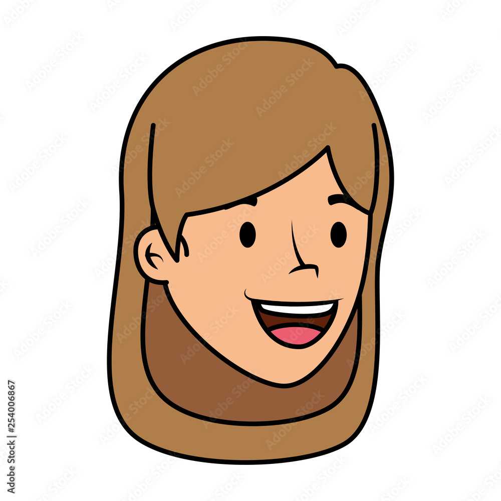 beautiful and young woman head character beautiful and young woman head character
