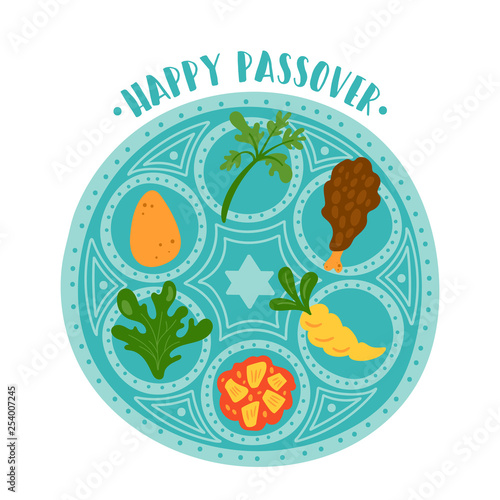 Passover holiday cute traditional seder plate.