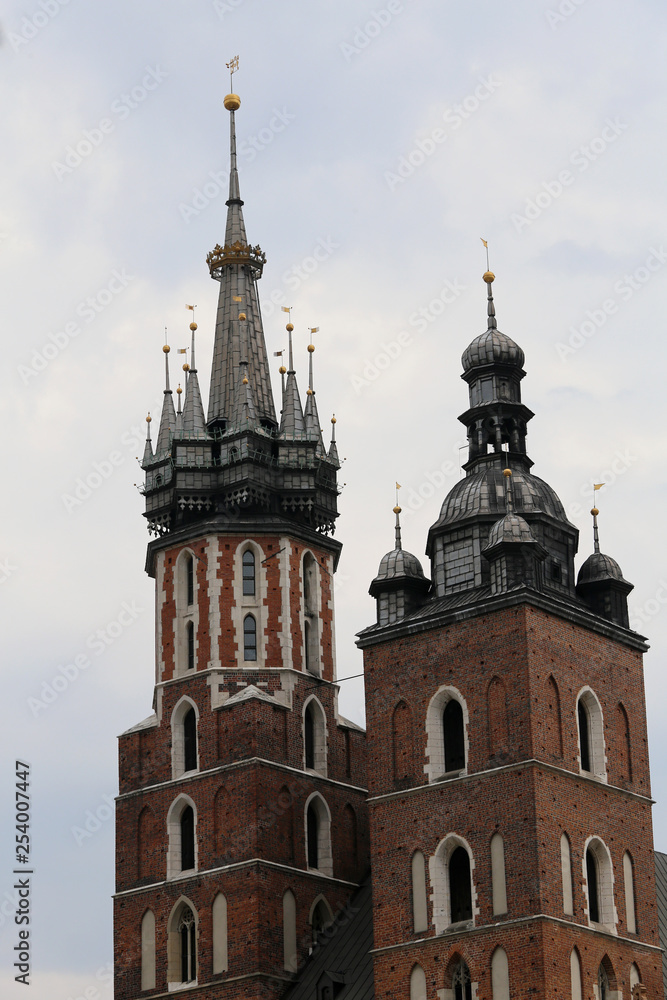 bell tower of Krakow in Poland and the Church of Our Lady St.Mar