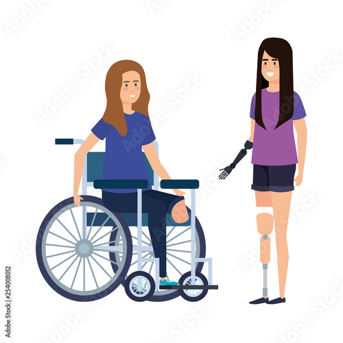young woman in wheelchair with female helper
