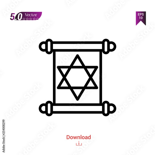 Outline torah icon isolated on white background. Best modern. Graphic design, mobile application, beauty, user interface. Editable stroke. EPS10 format vector illustration