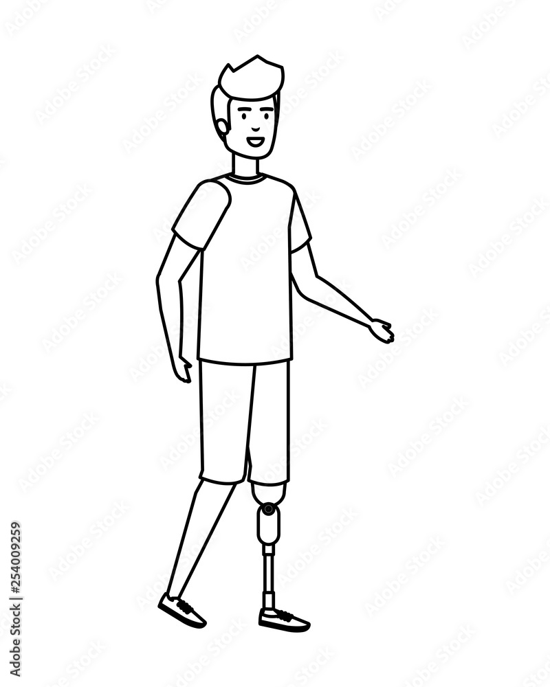 man with foot prosthesis character