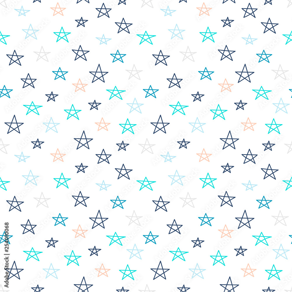 Cute Holiday Seamless Pattern White Stars Stock Vector (Royalty