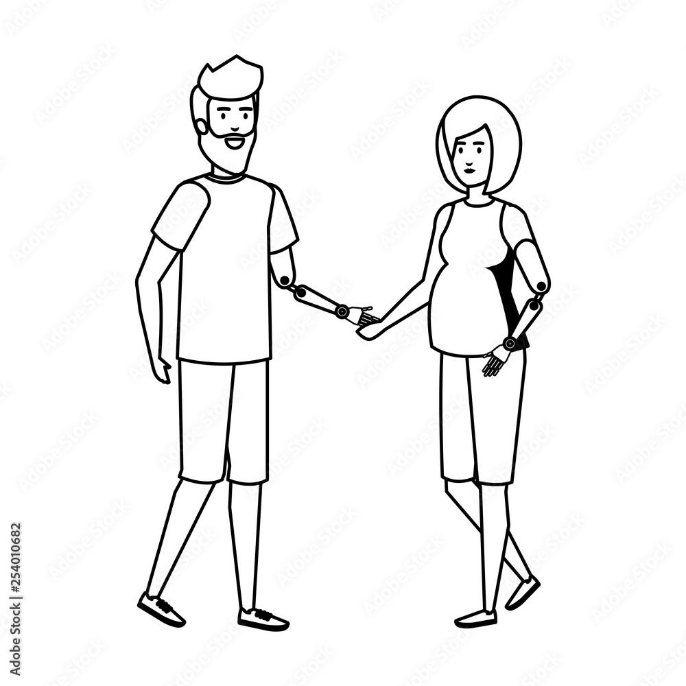 couple with arms prosthesis couple with arms prosthesis