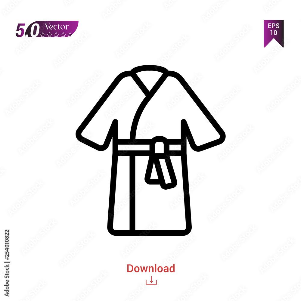 Outline robe icon isolated on white background. Best modern. Graphic design, mobile application, beauty, user interface. Editable stroke. EPS10 format vector illustration Outline robe icon isolated on white background. Best modern. Graphic design, mobile application, beauty, user interface. Editable stroke. EPS10 format vector illustration