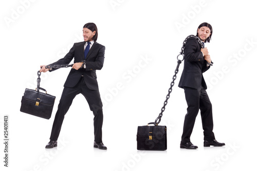 Man with chain isolated on the white photo