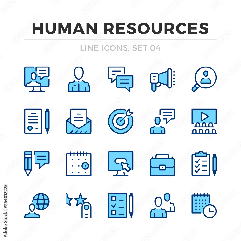 Human resources vector line icons set. Thin line design. Outline graphic elements, simple stroke symbols. Human resources icons Human resources vector line icons set. Thin line design. Outline graphic elements, simple stroke symbols. Human resources icons