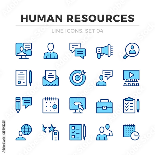 Human resources vector line icons set. Thin line design. Outline graphic elements, simple stroke symbols. Human resources icons