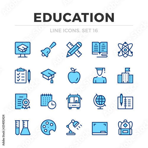 Education vector line icons set. Thin line design. Outline graphic elements, simple stroke symbols. Education icons