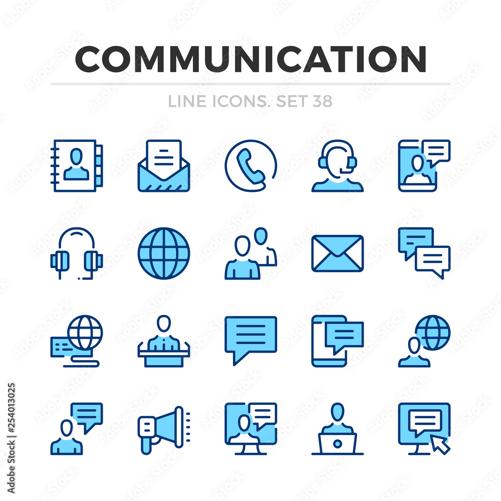 Communication Vector Line Icons Set Thin Line Design Modern Outline Communication Vector Line Icons Set Thin Line Design Modern Outline