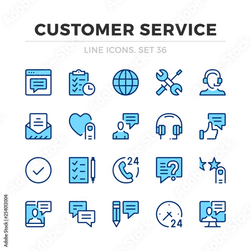 Customer service vector line icons set. Thin line design. Modern outline graphic elements, simple stroke symbols. Customer service icons