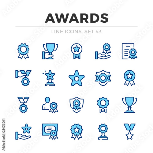 Awards vector line icons set. Thin line design. Modern outline graphic elements, simple stroke symbols. Awards icons