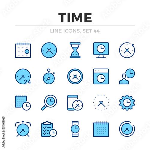 Time vector line icons set. Thin line design. Outline graphic elements, simple stroke symbols. Time icons