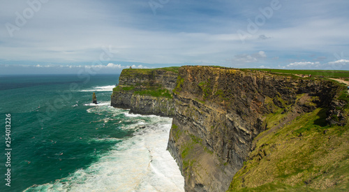 Cliffs of Moher, The Burren, Ireland with crashing waves