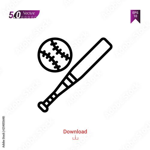 Outline baseball icon isolated on white background. Best modern. Graphic design, mobile application, beauty, user interface. Editable stroke. EPS10 format vector illustration