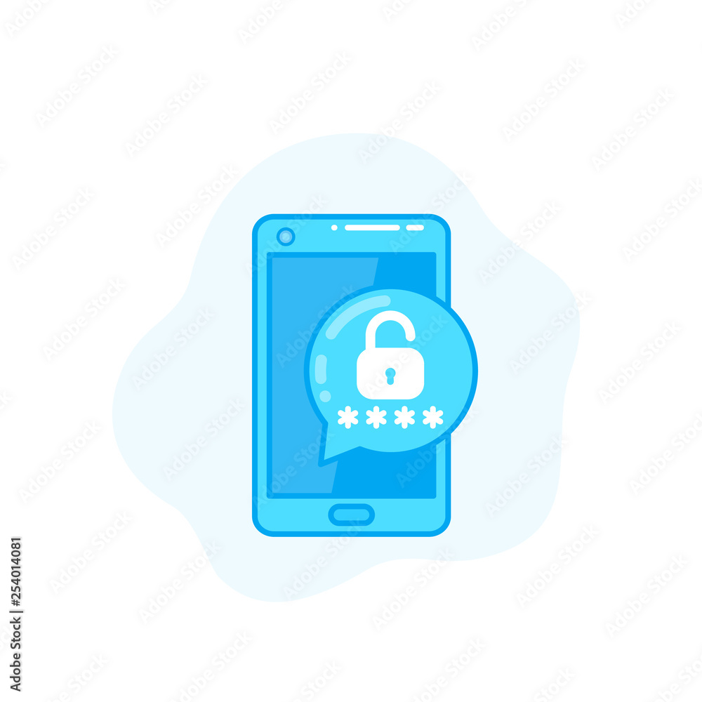 Unlock with password, mobile authentication vector icon Unlock with password, mobile authentication vector icon