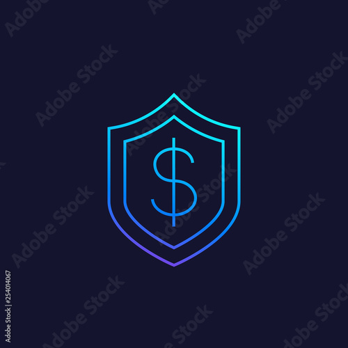 Shield with dollar linear icon