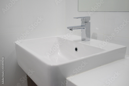Bathroom white sink and basin