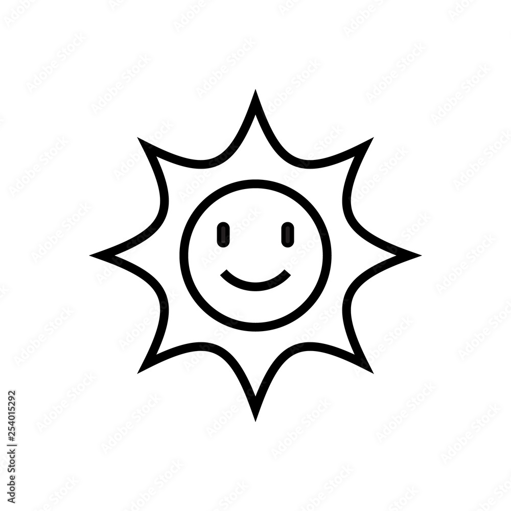 vector of sun with smile emoticon. line icon. vector of sun with smile emoticon. line icon.
