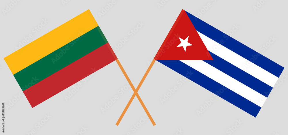 Cuba and Lithuania. The Cuban and Lithuanian flags. Official colors. Correct proportion. Vector