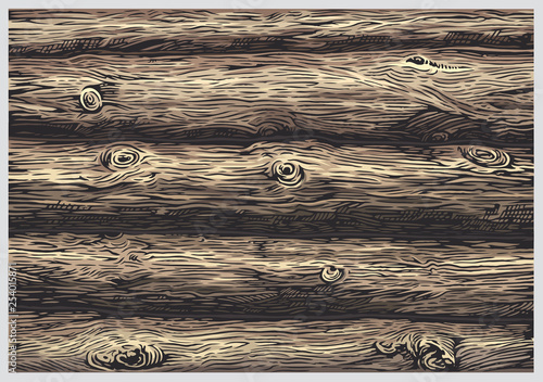 Wooden logs illustration in Graphic style, texture of a wall of wooden logs in color.