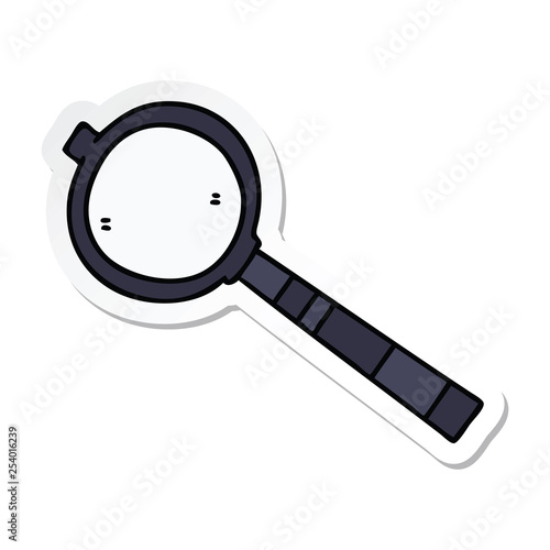 sticker of a quirky hand drawn cartoon magnifying glass
