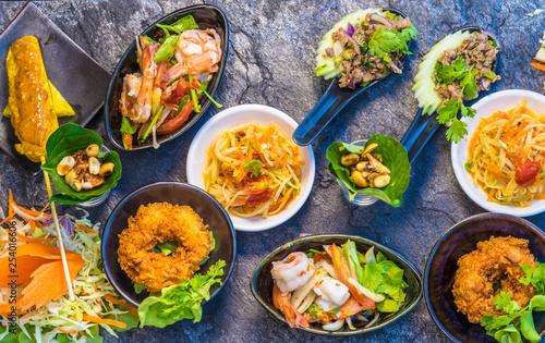 Thai various foods fine dining set
